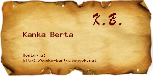Kanka Berta névjegykártya
